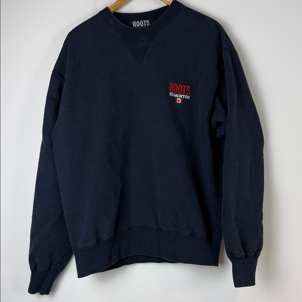 Roots Men's Dark Blue Edmonton Crewneck Sweater Size Medium